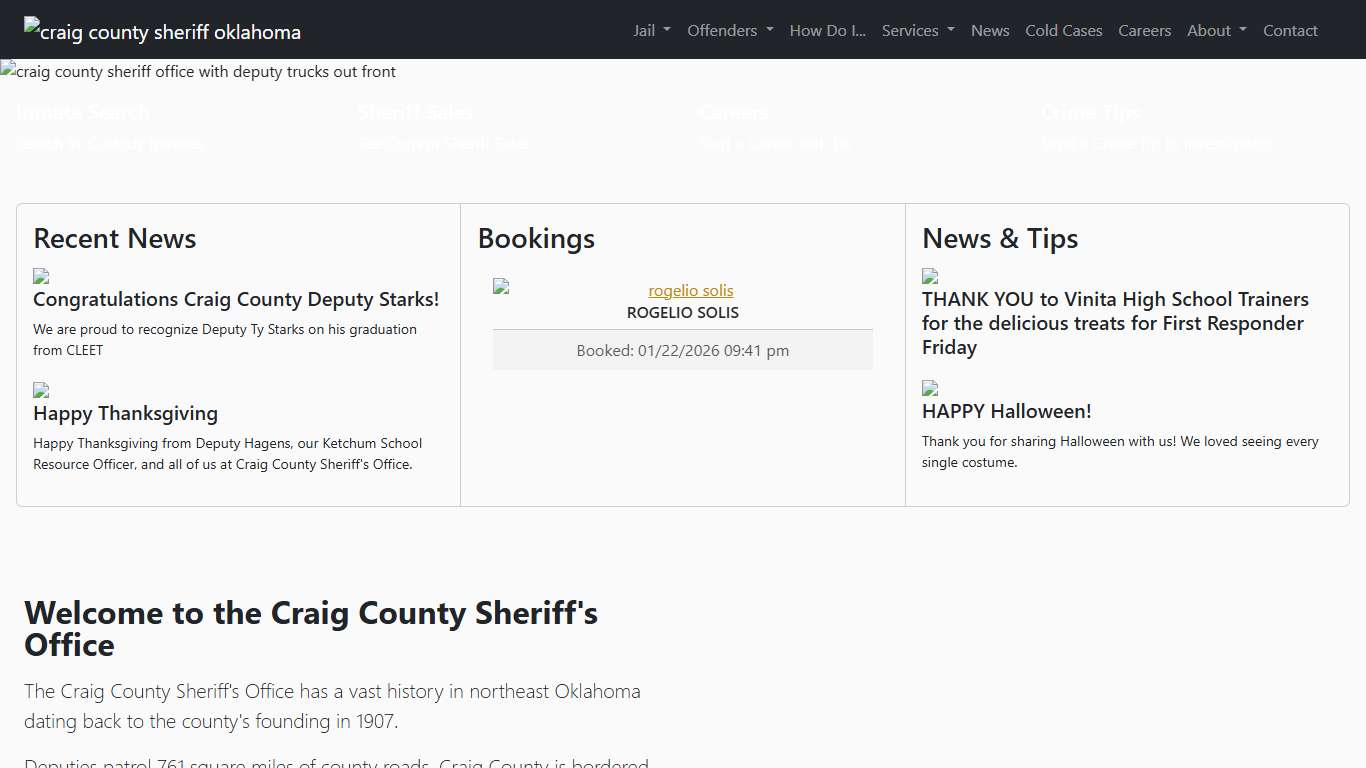 Craig County Sheriff's Office in Oklahoma